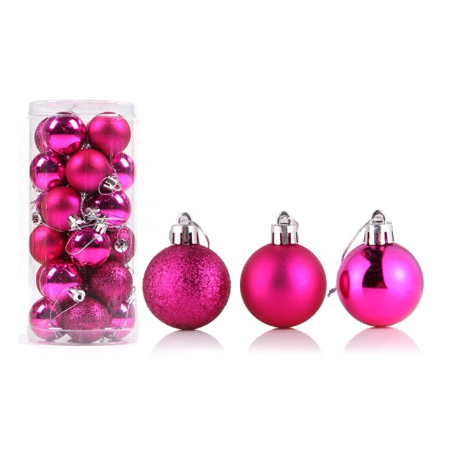 Fairnull 24Pcs Christmas Ball Delicate Reusable High Gloss Xmas Tree Decor Ball Pendant Home Decor
