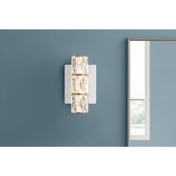 Keighley Integrated LED Chrome and Crystal Indoor Wall Sconce Light Fixture