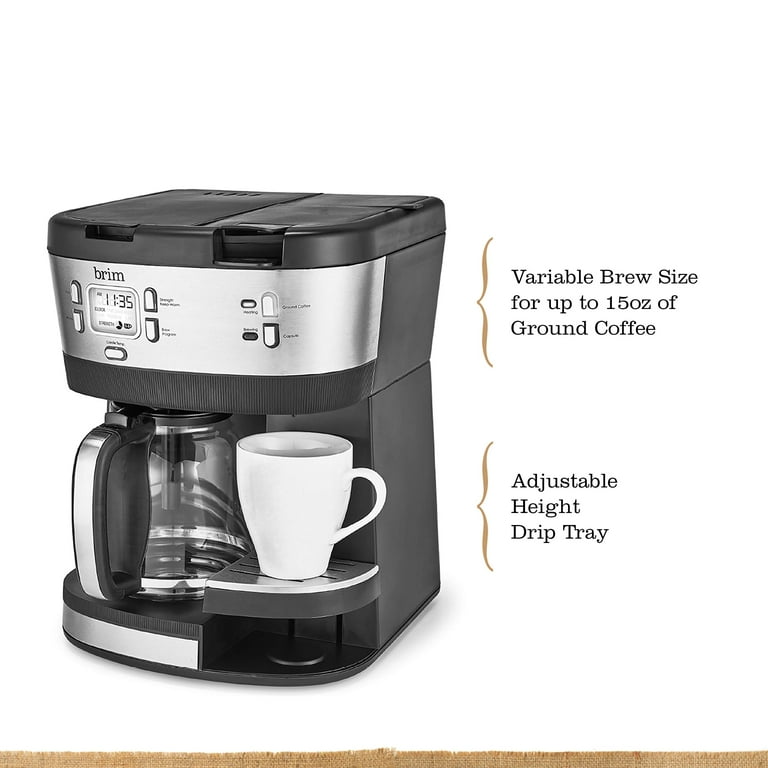 Brim Triple Brew 12-Cup Coffee Maker Stainless Steel/Black
