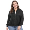 thumbnail image 4 of GRACE & GRANDEUR Women's Plus Size Contrast Trim Zipper Hip Length Bomber Jacket, 4 of 6