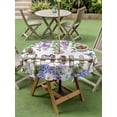 thumbnail image 4 of Outdoor Tablecloth with Umbrella Hole for Patio/Picnic/Party/Camping, Spring Purple Flowers Waterproof Table Cloth Round Cover Washable, Farmhouse Leaves Fences Watercolor (Dia 60"), 4 of 8