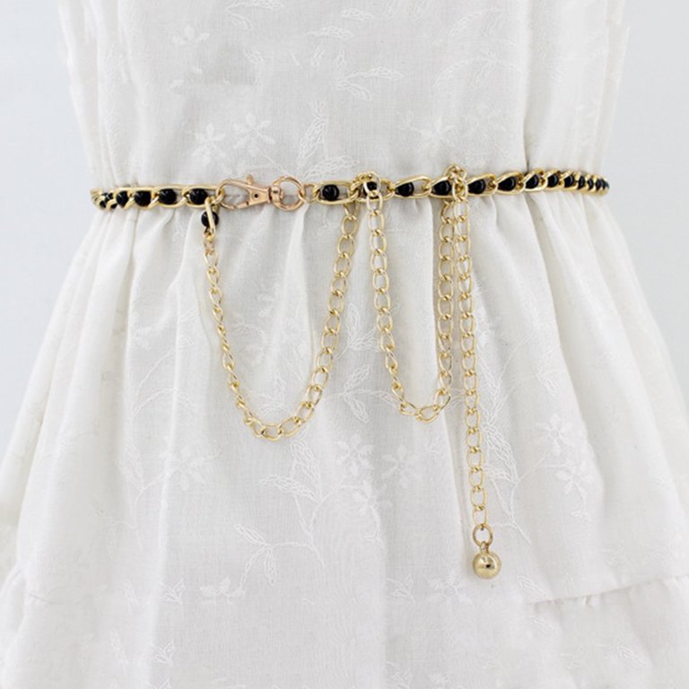 Waroomhouse Golden Metal Waist Belt Women Pearl Waist Chain  display picture 1