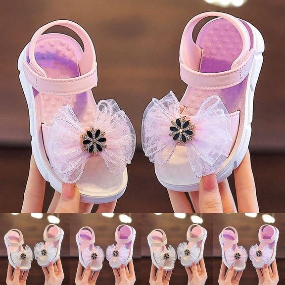 Seffadzy Kids' Bow Soft-Sole Non-Slip Sandals Girls' Outdoor Comfort Casual Sandals Suitable For Outings,Travel,Family Gatherings,Holidays And Other Occasions_Pink_24
