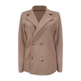 thumbnail image 5 of Clearance! Ogiraw Blazers For Women Business Casual Women's Lapel Button Knitted Patchwork Sleeve Casual Coat Cropped Double Breasted Suit Sweater For Women Women'S Blazers & Suit Jackets Coffee, 5 of 15