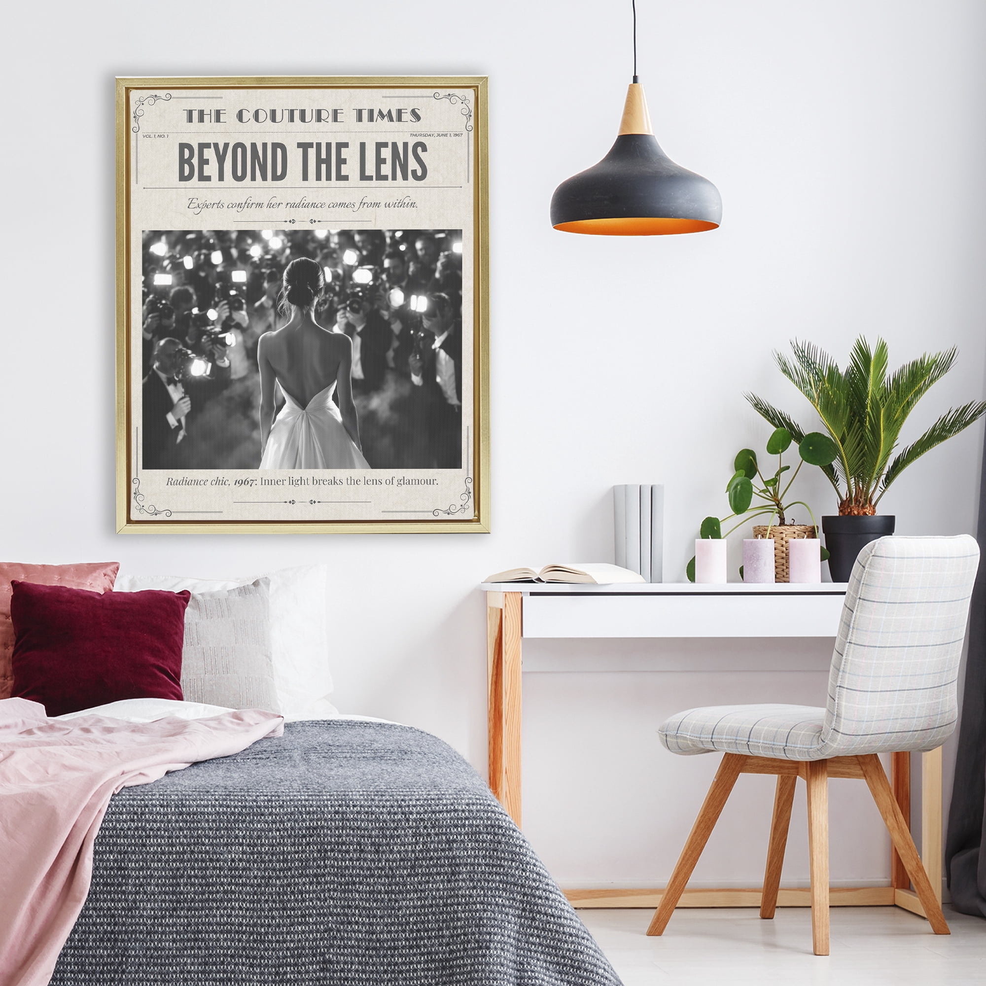 The Couture Times Magazine Gold Framed Floater Canvas Wall Art, design by A Barefoot Stylist