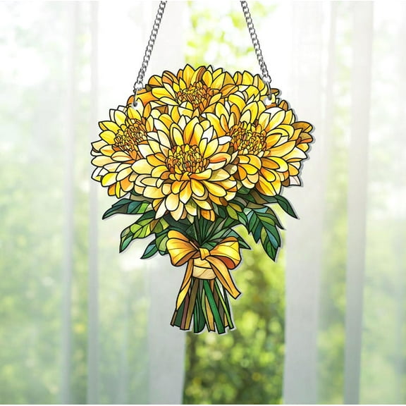 Birth Flower Bouquet With Name Suncatcher Mothers Day Gift For Mom Grandma's Garden Birth Month Flower Acrylic Window Decor Memorial Gift