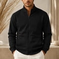 thumbnail image 6 of XRoczxe Men's Full Zip Up Track Jacket, Stand Collar Solid Color Sweatshirt, Casual Long Sleeve Lightweight Coat with Pockets for Spring Fall Daily Wear, 6 of 7