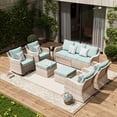 thumbnail image 2 of MEISSALIVVE 8 Pieces Patio Furniture Set with Swivel Chair, Wicker Patio Sofa, Rattan Conversation Set with Three-seat sofa, 2 Fixed Single Chair for Lawn Backyard (Blue), 2 of 10
