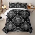 thumbnail image 2 of Homewish Spooky Halloween Skull Twin Quilt Set,Barque Damask Twin Coverlet Set,Black Gray,2-Piece, 2 of 7