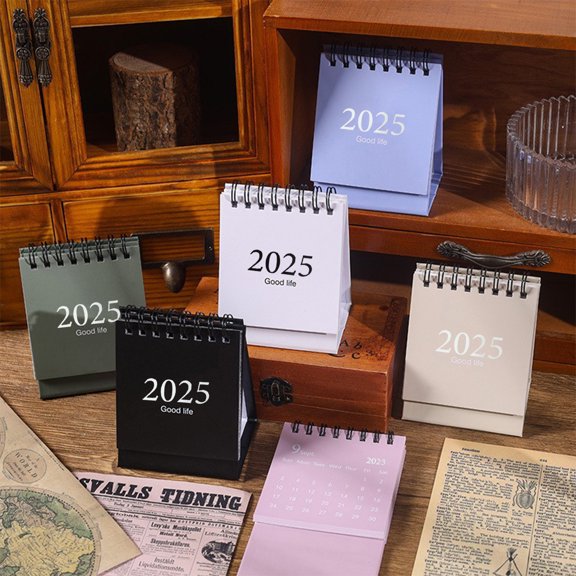 2023-2024 Mini Desk Calendar Plan Book Spiral Coil Page Turning Date Recording 17 Monthly Calendar for Planing Event Log Year of 2024 Calendar Table Decoration Office School Supplies