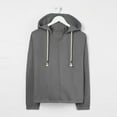 thumbnail image 6 of AKOEE Plain Cotton Hoodie with Colorblock Drawstring Womens V Neck Loose Sweatshirt Casual Fall Winter Pullover Top (2XL, Gray), 6 of 6