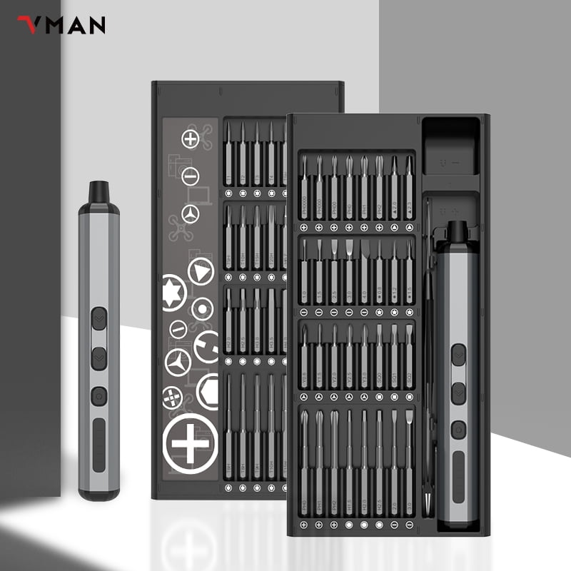 VMAN 68in1 Electric Precision Screwdriver Set,64 Universal Magnetic Bits