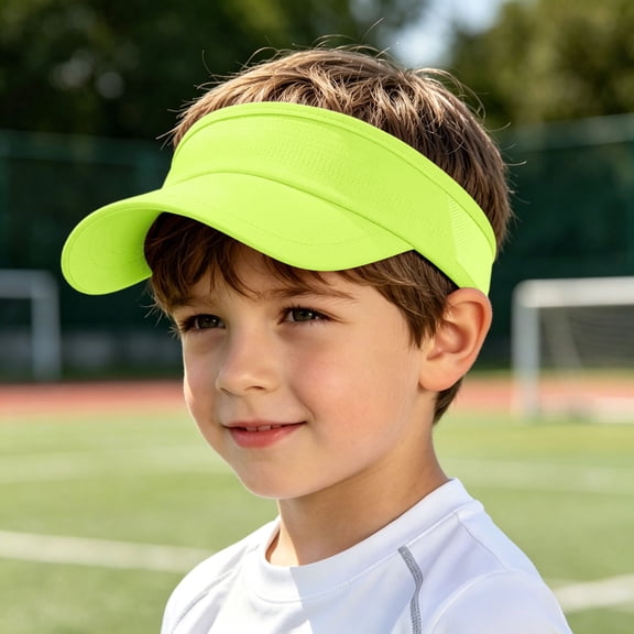 Sun Protective Kids Sun Hat for Outdoor Sports Breathable Visor Cap with Adjustable Headband Ideal for Boys and Girls, Green