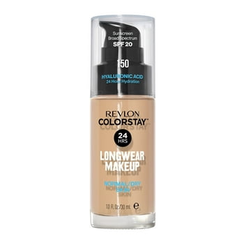 Revlon ColorStay Face Makeup for Normal and Dry Skin, SPF 20, Longwear Medium-Full Coverage with Matte Finish, Oil Free, 150 Buff