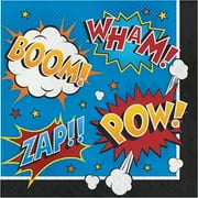 Party Central Club Pack of 192 White and Red 2-Ply Superhero Slogans Square Luncheon Napkins 12.8"