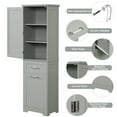 thumbnail image 4 of Euroco Tall Bathroom Storage Cabinet, Freestanding Storage Cabinet with Two Different Size Drawers and Adjustable Shelf, MDF Board with Painted Finish, Grey, 4 of 9