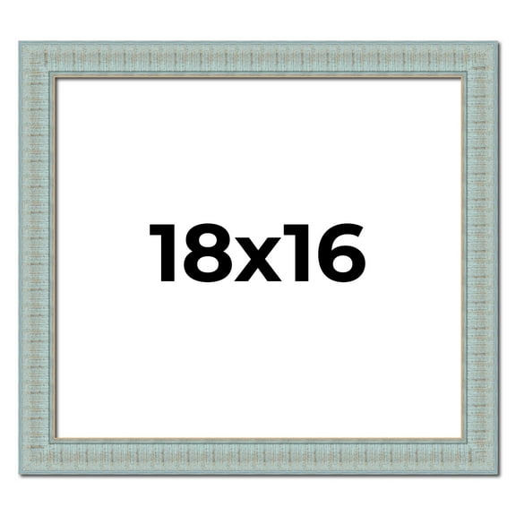 18x16 Frame Blue Teal Distressed Solid Wood Picture Frame | 1.625 Inch Moulding Width | Sonoma Blue