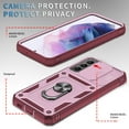 thumbnail image 5 of Design for Samsung Galaxy S23 Plus Phone Case with Camera Lens Sliding Cover Ring Holder Kickstand - Shockproof Heavy Duty Rugged Military Grade Bumper Protective Case for Women Men, Pink+Winered, 5 of 11