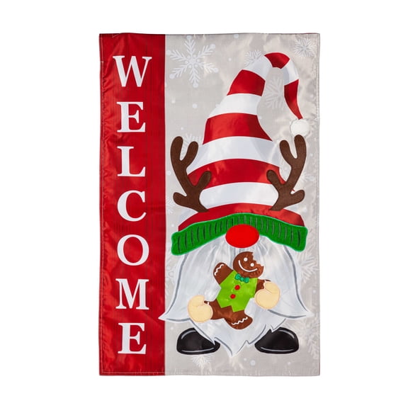 Holiday Gnome Applique House Flag