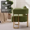 thumbnail image 4 of Modern Barrel Accent Chairs Set of 2, Living Room Side Chairs with Golden Metal Legs Soft Teddy Upholstered Reading Armchairs no Wheels for Vanity/Reception Room//Bedroom/Lounge/Office, Green, 4 of 16