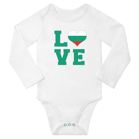 

Love Bulgaria Heart Flag Baby Long Slevve Rompers Bodysuit (White 18-24 Months)