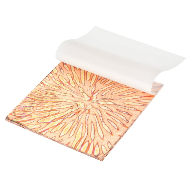 Uxcell 25 Pcs Hojas de Hoja de Oro Variegadas 5.5" x 5.5" Hojas de Imitación de Oro para Artesanías, Marcos de Fotos, Uñas y Decoración de Artes DIY, Rayas Marrón, Flor de Cobre en Flor