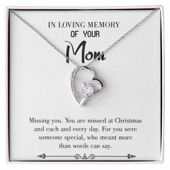To Mom Remembrance Message Missing You White Forever Necklace w Message Card