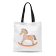 thumbnail image 1 of JSDART Sac Fourre-Tout en Toile Cheval à Bascule Coloré Silhouette de Jouet en Bois Réutilisable Épaule Courses Sac à Main, 1 of 1