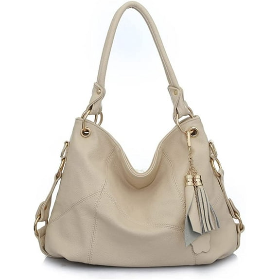 PIKADINGNIS Tote Bag for Women Hobo Shoulder Purse Large Work Commute Handbag Leather Top Handle Bag with Tassel