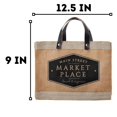 thumbnail image 2 of Santa Barbara Design Studio Main Street Farmers Market Tote, Reusable Burlap Grocery Bag with Leather Handle, Purse for Beach or Picnics, Food Lovers Gift Idea, 12.5 x 9.5 Inches C104, 2 of 3