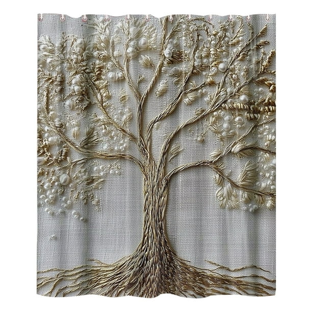 Yhmxh Decoración del baño Cortina de ducha con estampado de bordado falso, sin perforaciones, impermeable, especial para baño, resistente al agua y al moho. Gabinete de almacenamiento de baño