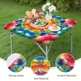 thumbnail image 4 of Colorful Tie Dye Mandala Pattern Square Fitted Tablecloth with Elastic Edge,Square Table Cover,Washable Elastic Table Cover for Home Kitchen Party Decor 36"x36", 4 of 6