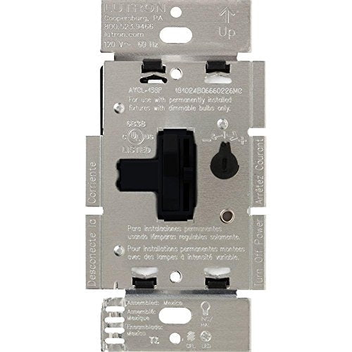 Lutron Toggler LED+ Dimmer | for Dimmable LED, Halogen, and Incandescent Bulbs | Single-Pole or 3-Way | AYCL-253P-BL | Black
