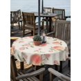 thumbnail image 2 of Outdoor Tablecloth with Umbrella Hole for Patio/Picnic/Party/Camping, Peach Waterproof Table Cloth Round Cover Washable, Spring Floral Green Leaf Botanical Pink Fruit Rustic (Dia 54"), 2 of 8