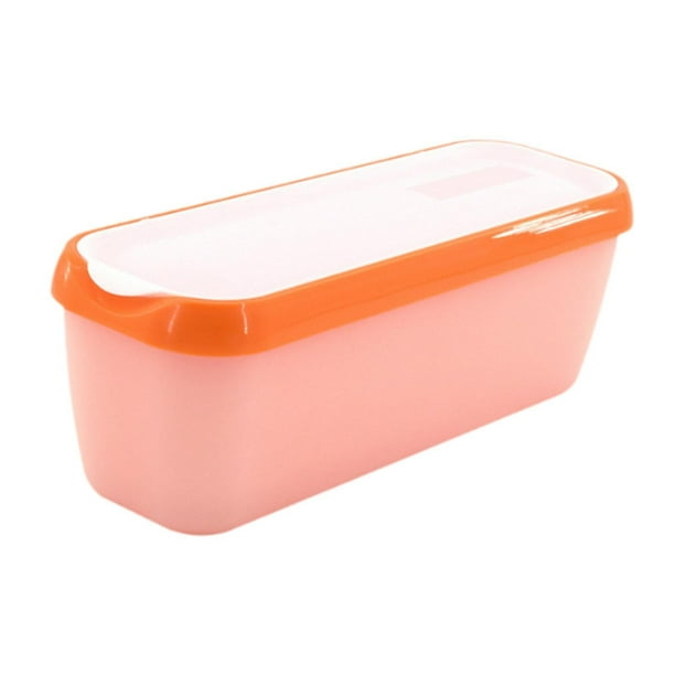 Recipiente para helado grande, versátil y hermético para helado casero. Naranja