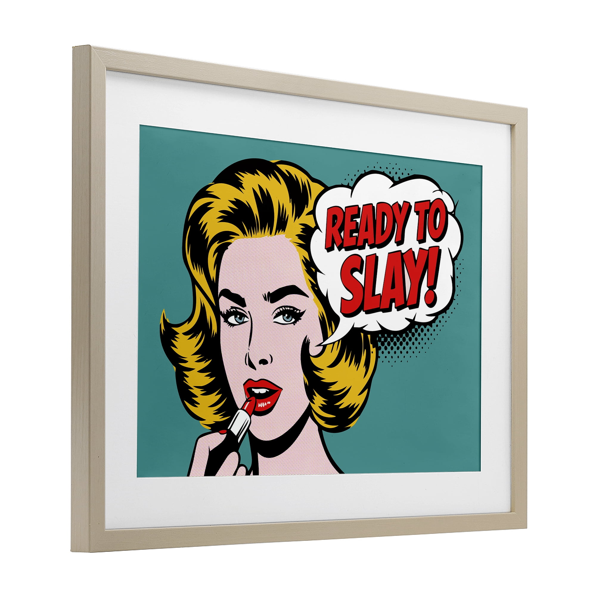 Stupell Industries Ready To Slay Pop Lipstick Birch Framed Print Under Glass, design by Andreas Magnusson