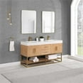 thumbnail image 6 of Bianco 60" Wood Vanity in Light Brown with White Composite Stone Top no Mirror, 6 of 17