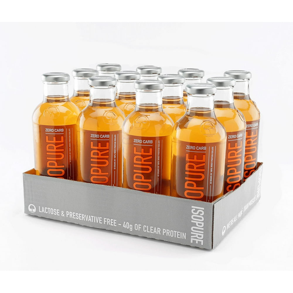 Isopure Zero Carb Protein Drink, Icy Orange, 40g Protein, 12 Ct