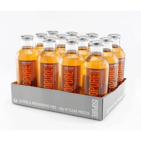 Isopure Zero Carb Protein Drink, Icy Orange, 40g Protein, 12 Ct