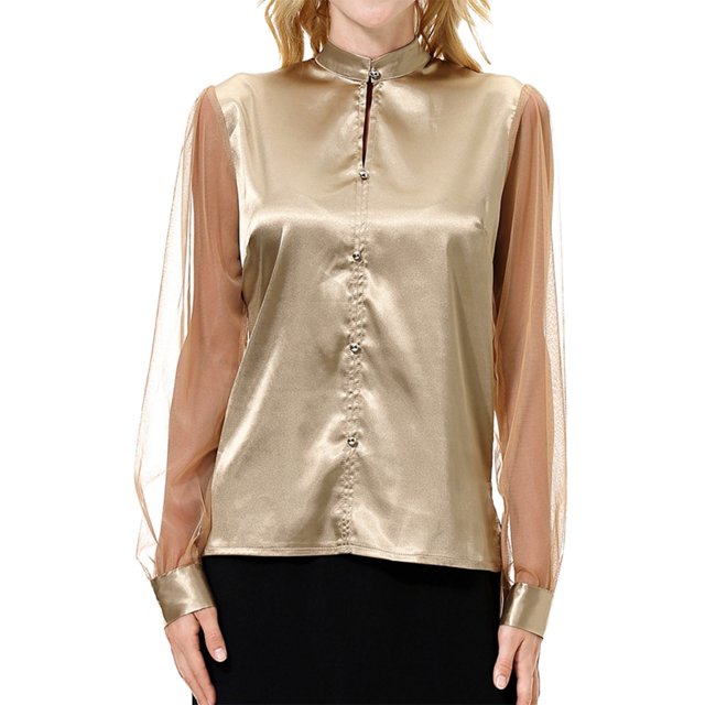 WEAIXIMIUNG Chemise Décontractée à Manches Longues Imitation Soie pour Femmes, Saint-Valentin