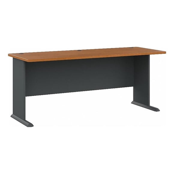 Carell Furniture 72" Transitional Engineered Wood Computer Desk in Cherry/Gray