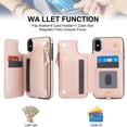 thumbnail image 4 of Wallet Case for Apple iPhone XS Max, with Crossbody Shoulder Strap & Hand Wrist Cards Holder Zipper Pocket Stand Feature Full Protective Shockpoof Phone Case for iPhone XS Max, Rosegold, 4 of 7