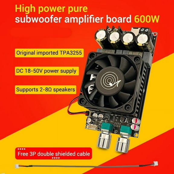 -6001 Digital Power Amplifier Board 2.1 Channel 600W Subwoofer TPA3225 Bluetooth Amplifier Module with Shielded Wire A