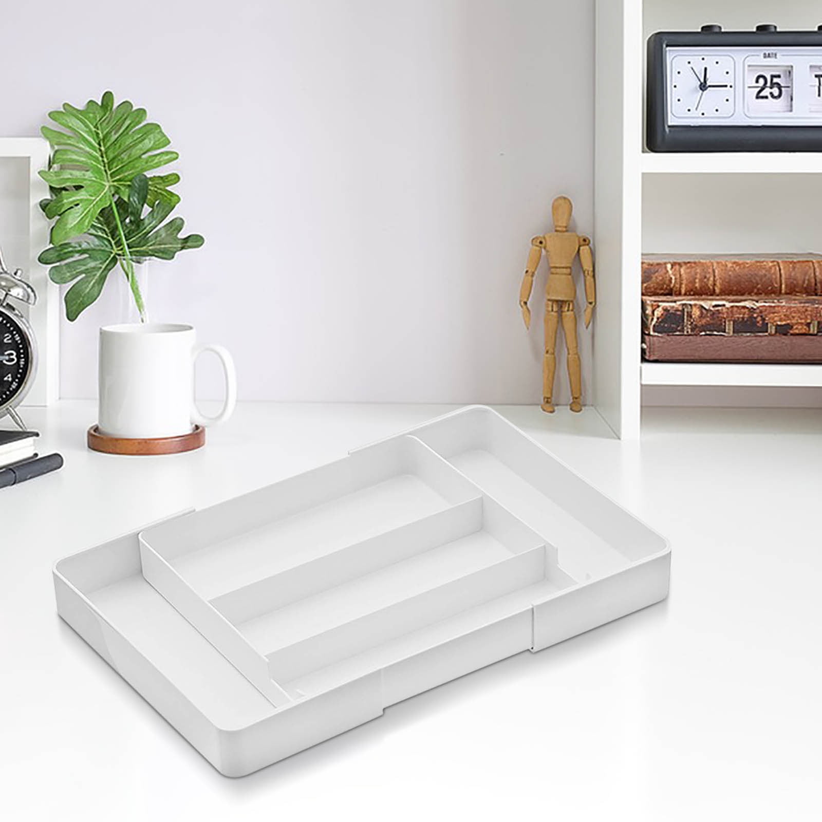 Silverware Organizer,Utensil Drawer Organizer,Drawer Storage Box,Kitchen Drawer Organizer,Plastic Cutlery Drawer Boxes for Kitchen and Household(White 5pcs/Set 10.63*10.63in)from ANMUYUM