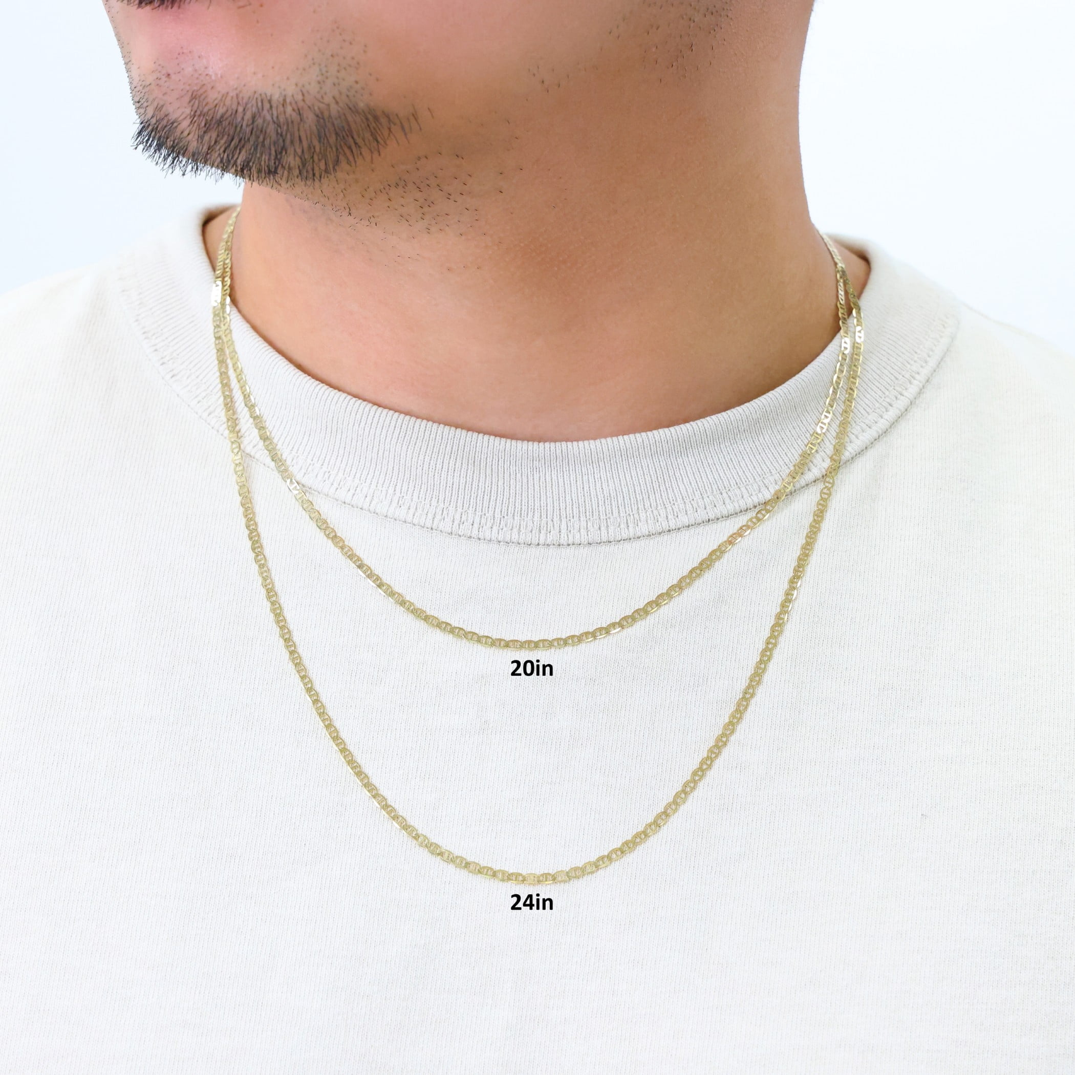 Nuragold 14k Real Yellow Gold Solid Mariner 2.5mm Chain Anchor Link Necklace (16"-24") Italian Jewelry for Men & Women
