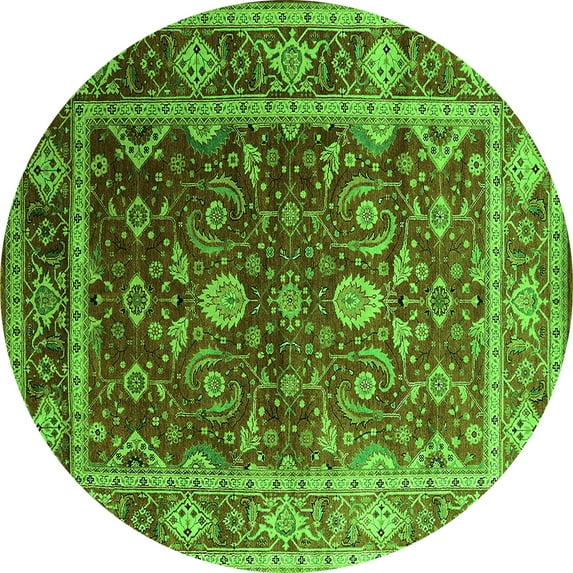 Ahgly Company Indoor Round Oriental Green Industrial Area Rugs, 5' Round
