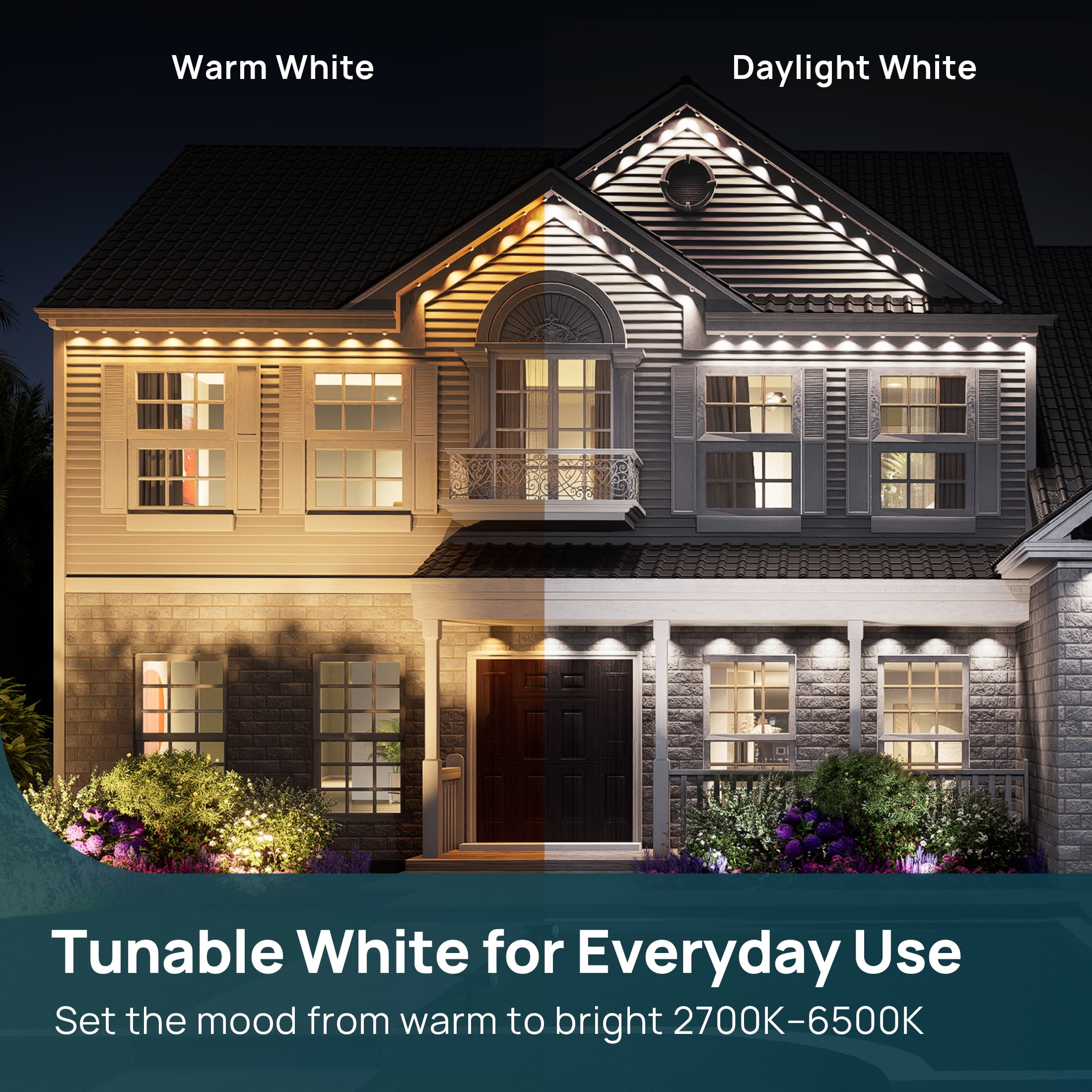 Linkind HP4 Smart Permanent Outdoor Lights 100ft, Color-Changing LED Strip Lights, IP67 Waterproof, Wifi + Bluetooth, Patio, Garden Decor, Holiday Lighting