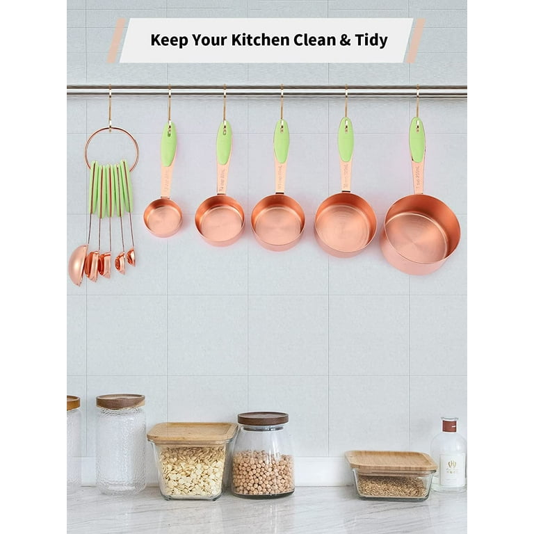 Cook with Color 12 PC Measuring Cups Set and Measuring Spoon Set with Copper Coated Stainless Steel Handles, Nesting Kitchen Measuring Set, Liquid