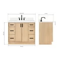 thumbnail image 3 of Ariel Kelly 42 Inch Single Oval Sink Bathroom Vanity With Carrara White Quartz Countertop 1.5 Inch Edge In Oak, 3 of 12
