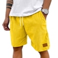 thumbnail image 2 of Mens Lightweight Corduroy Shorts Elastic Waist Drawstring Casual Summer Shorts Yellow L, 2 of 6